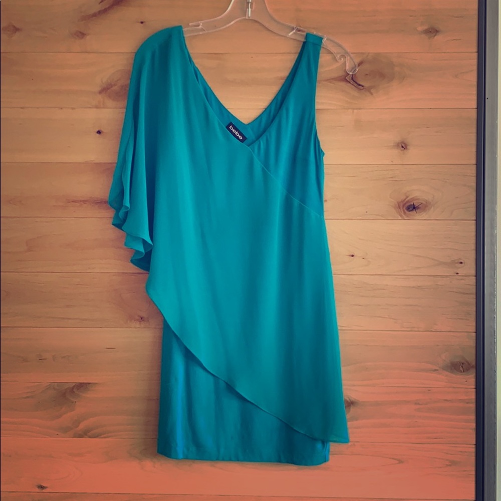 BEBE 👗Name Brand Teal Flutter Dress !!!!